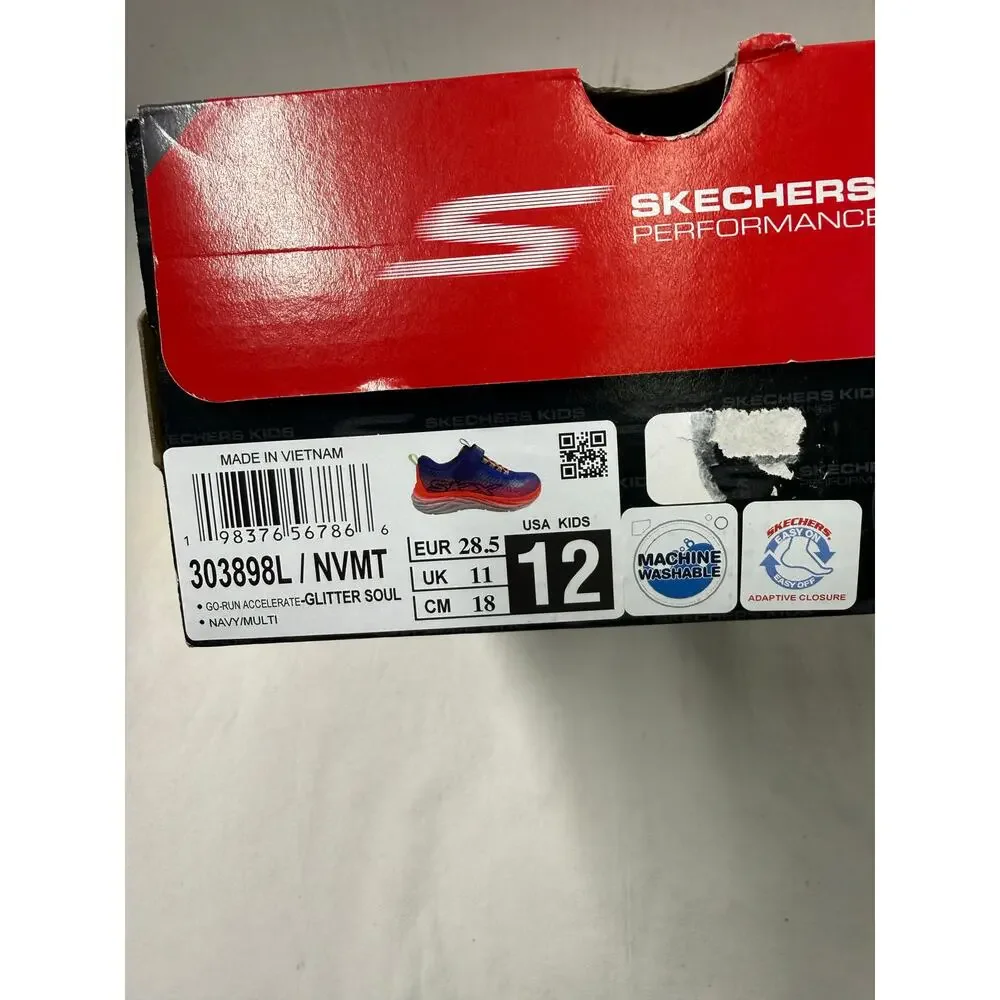 SKECHERS KIDS Go-Run Accelerate -Glitter Soul 303898L girls sneakers size 12 NWT